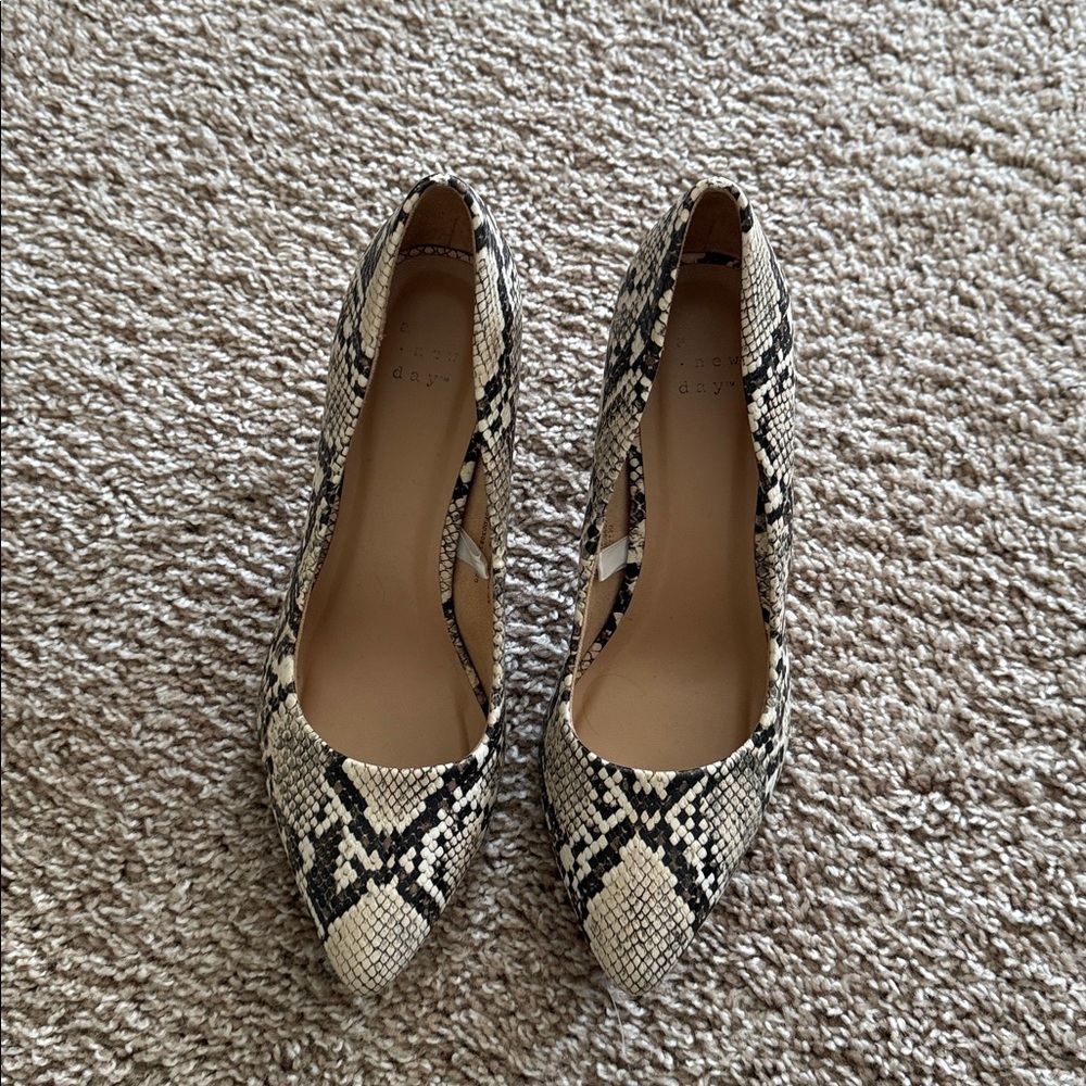 A New Day Snakeskin Patterned Heels

Size 6.5. 
Barely worn.